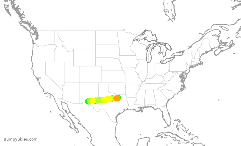 Turbulence forecast map for SWA462, DAL to ELP