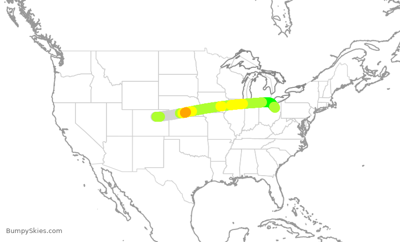 Turbulence forecast map for SWA4633, DEN to CLE