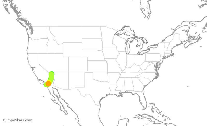 Turbulence forecast map for SWA4635, LAS to SAN