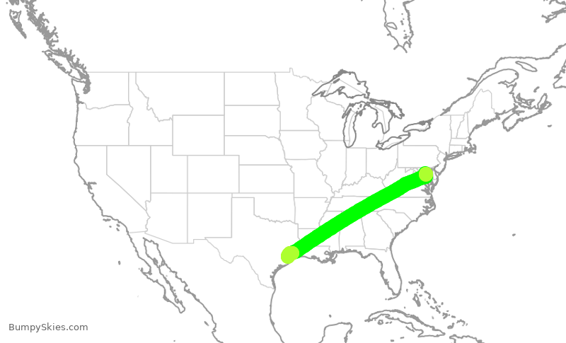 Turbulence forecast map for SWA4640, BWI to HOU