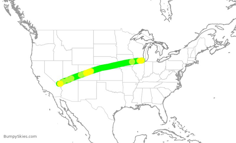 Turbulence forecast map for SWA4646, ORD to LAS