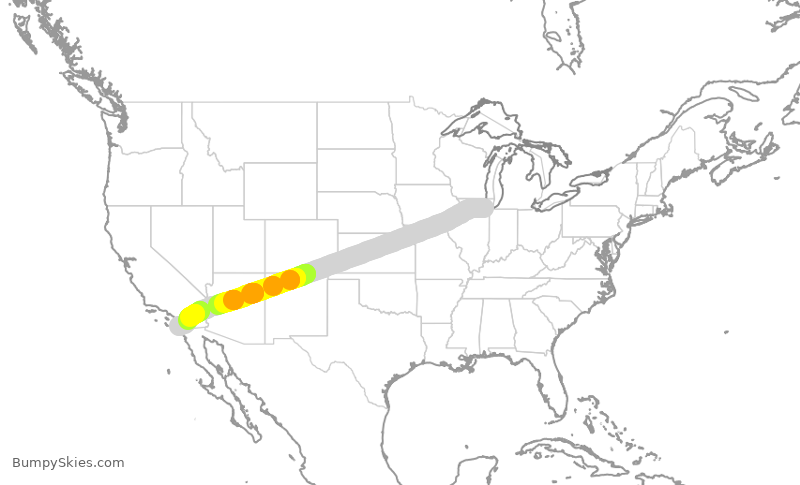 Turbulence forecast map for SWA4648, MDW to SAN