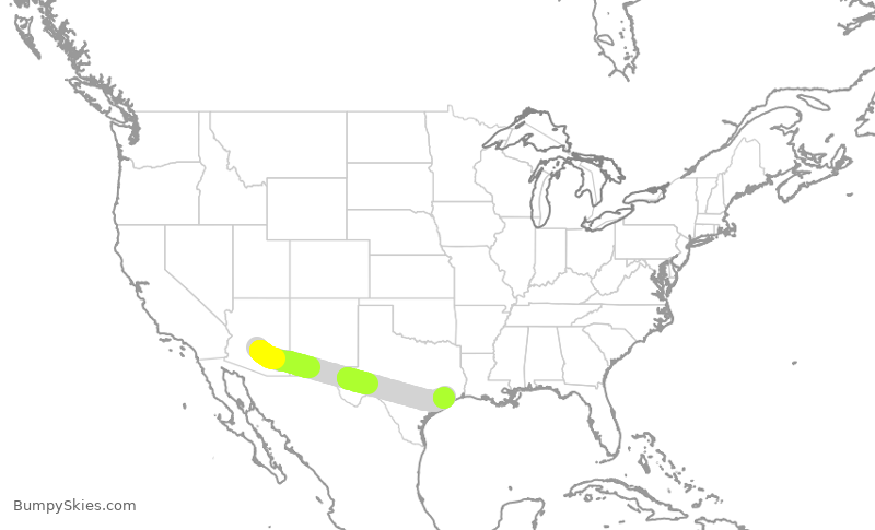 Turbulence forecast map for SWA4668, PHX to HOU
