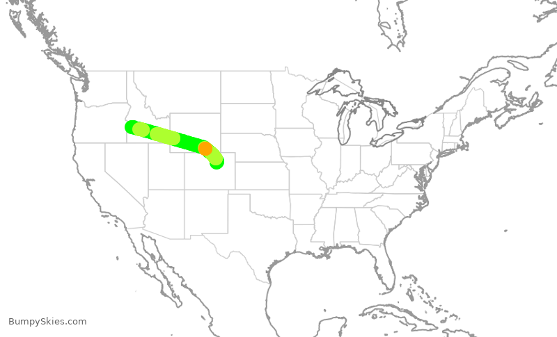Turbulence forecast map for SWA4669, DEN to BOI