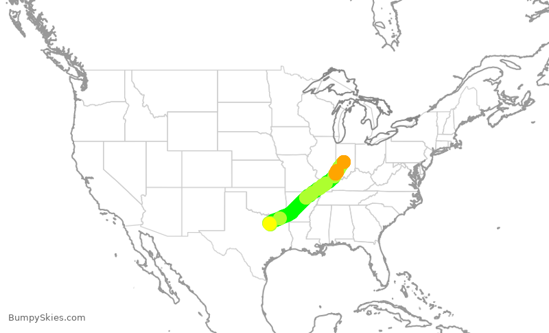 Turbulence forecast map for SWA4673, DAL to IND