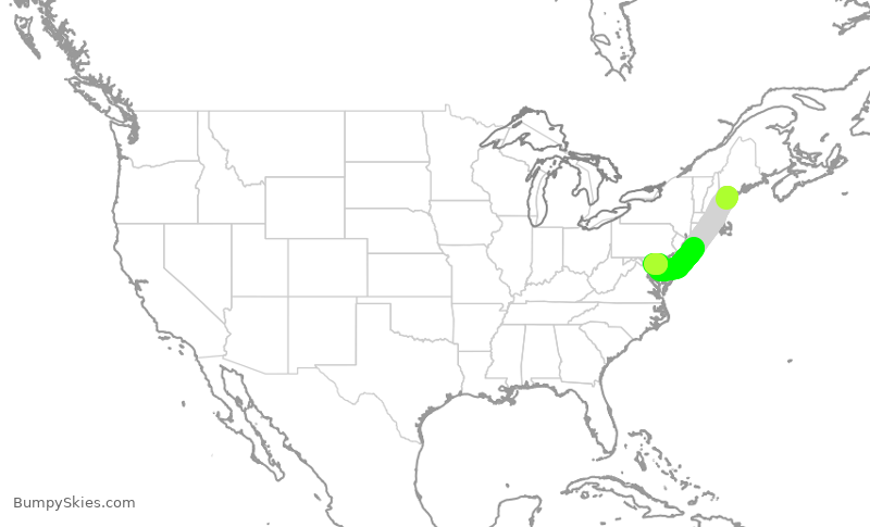 Turbulence forecast map for SWA4674, PWM to BWI