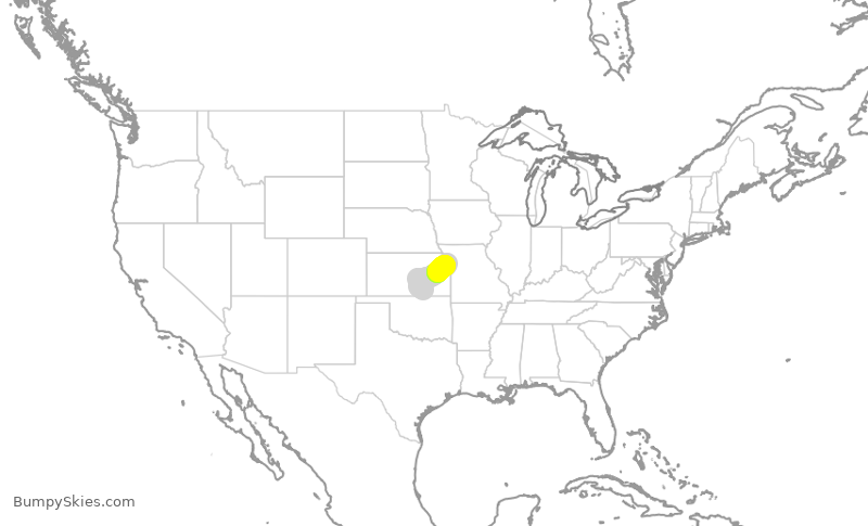 Turbulence forecast map for SWA4679, ICT to MCI