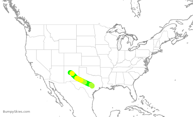 Turbulence forecast map for SWA4683, ABQ to AUS