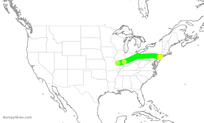 Turbulence forecast map for SWA4684, STL to LGA