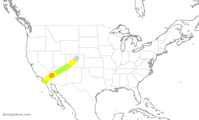 Turbulence forecast map for SWA4692, SAN to DEN