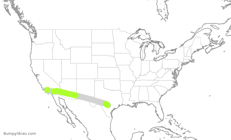 Turbulence forecast map for SWA4695, LAX to SAT