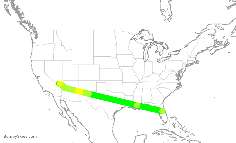 Turbulence forecast map for SWA4696, MCO to LAS