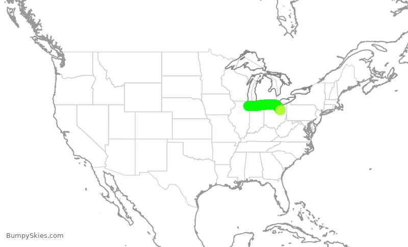 Turbulence forecast map for SWA4697, MDW to CLE