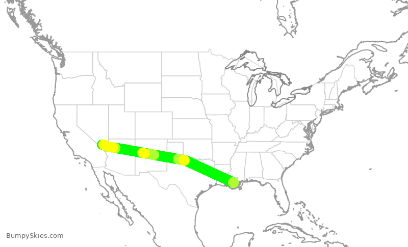 Turbulence forecast map for SWA4701, MSY to LAS