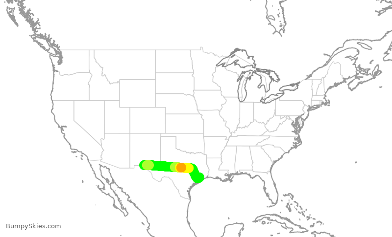 Turbulence forecast map for SWA4702, ELP to HOU