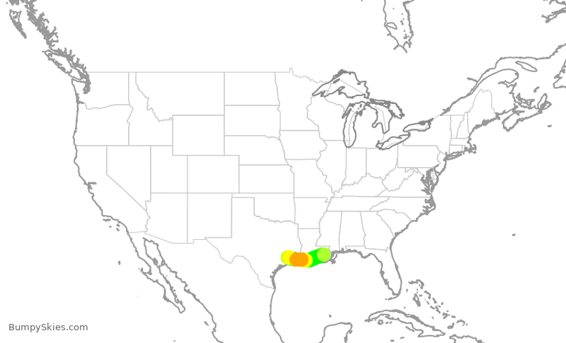 Turbulence forecast map for SWA4706, MSY to HOU