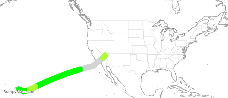 Turbulence forecast map for SWA4712, LAS to HNL
