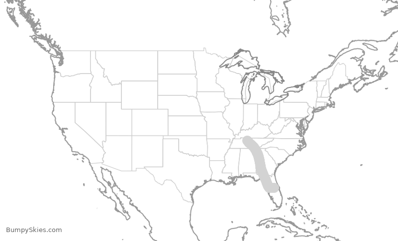 Turbulence forecast map for SWA4713, MCO to BNA