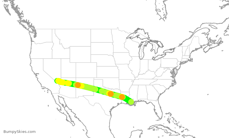 Turbulence forecast map for SWA4716, MSY to LAS