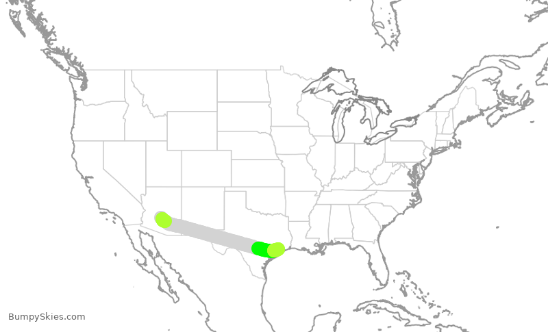 Turbulence forecast map for SWA4718, PHX to HOU