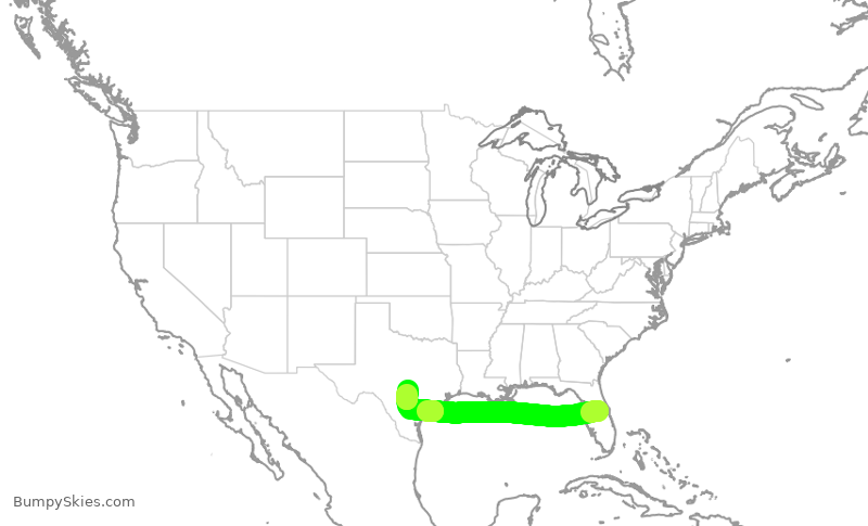 Turbulence forecast map for SWA4719, MCO to AUS
