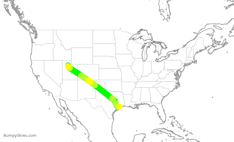 Turbulence forecast map for SWA4719, SLC to HOU