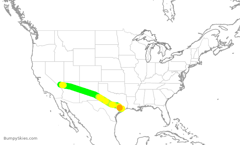 Turbulence forecast map for SWA4724, LAS to HOU