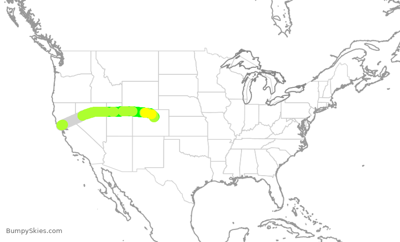 Turbulence forecast map for SWA4726, STS to DEN