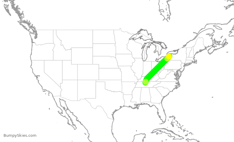 Turbulence forecast map for SWA4728, BNA to BUF