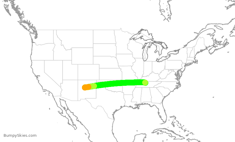 Turbulence forecast map for SWA4730, BNA to ABQ