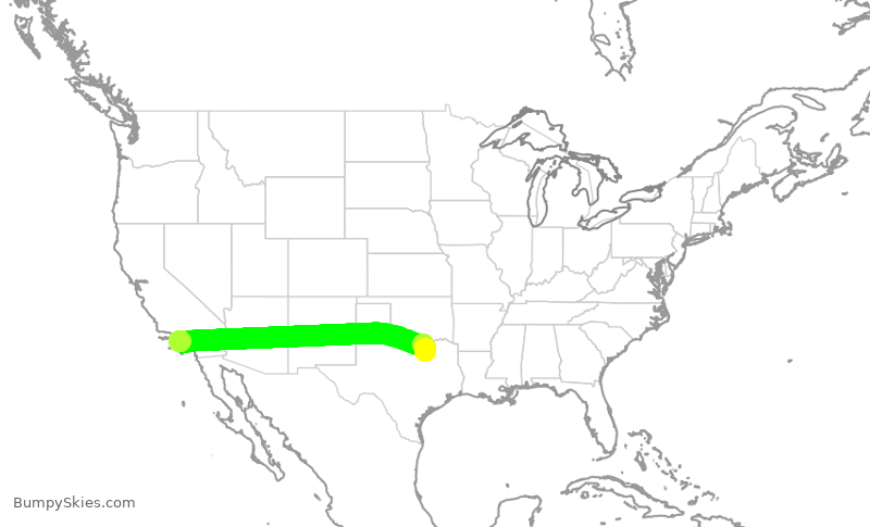 Turbulence forecast map for SWA4730, LAX to DAL