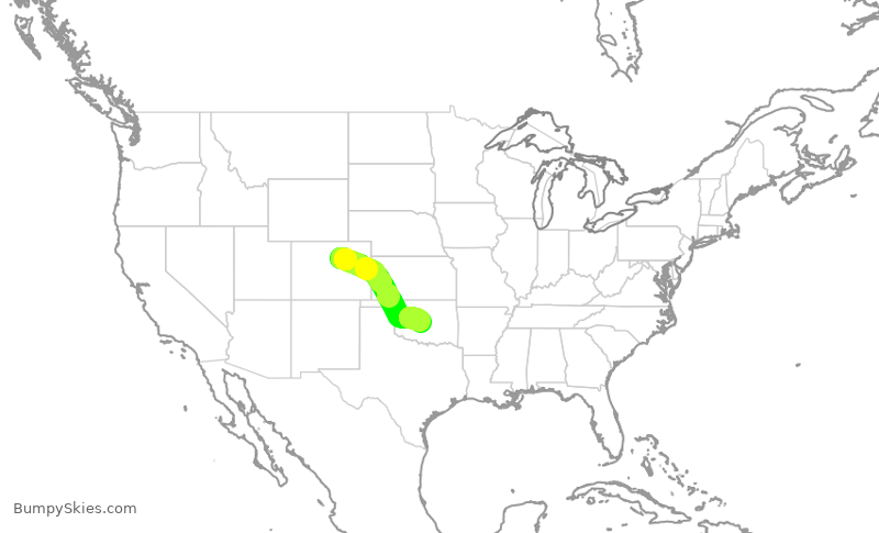 Turbulence forecast map for SWA4731, DEN to OKC