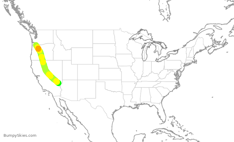 Turbulence forecast map for SWA4732, PDX to LAS