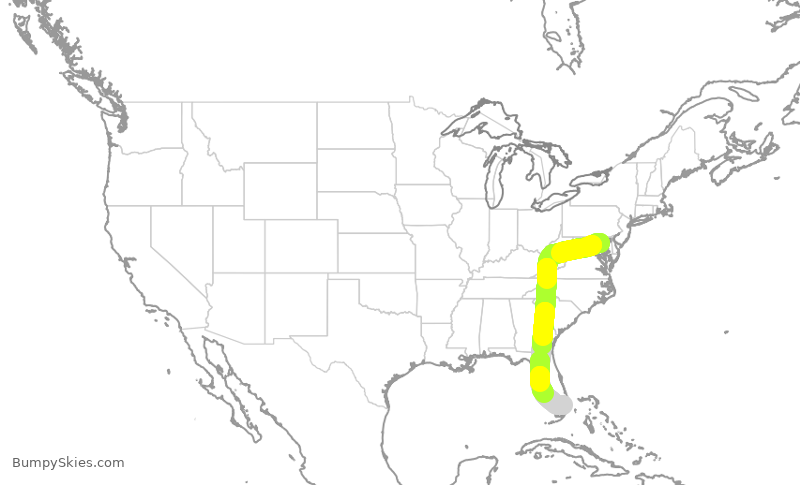 Turbulence forecast map for SWA4735, BWI to FLL