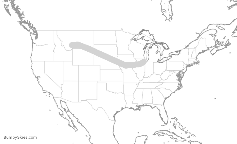 Turbulence forecast map for SWA4738, BZN to MDW