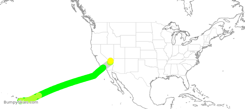 Turbulence forecast map for SWA4738, LAS to KOA
