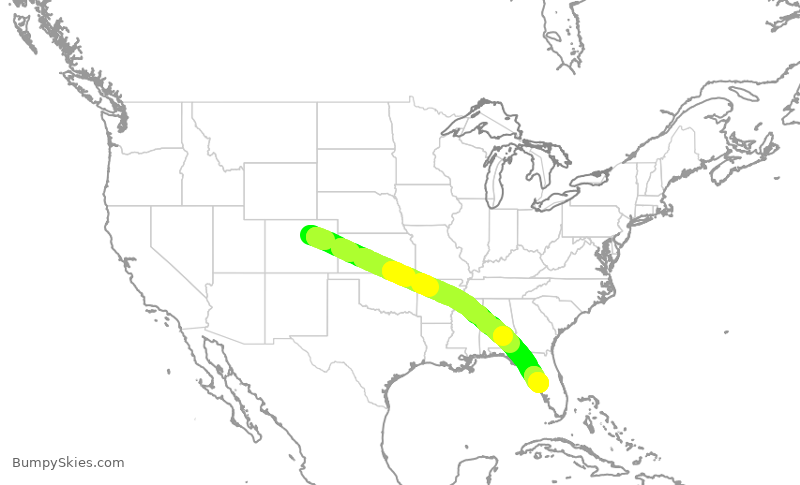 Turbulence forecast map for SWA4739, DEN to TPA