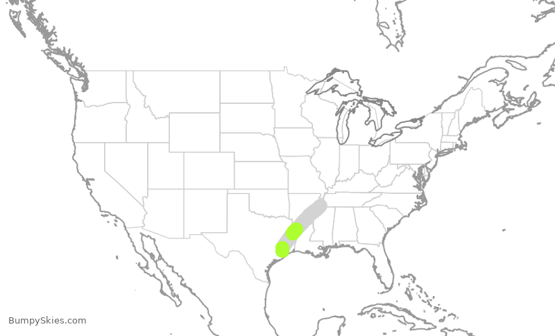 Turbulence forecast map for SWA4745, HOU to MEM