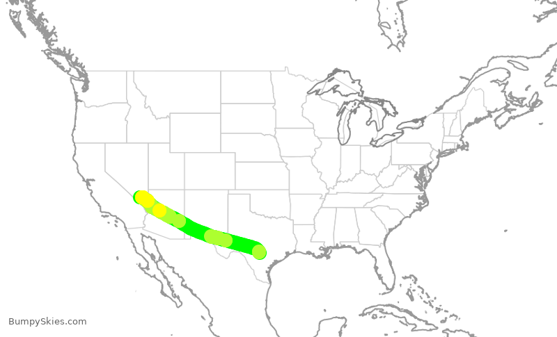 Turbulence forecast map for SWA4746, SAT to LAS