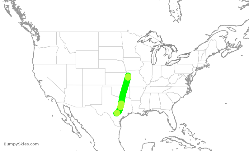 Turbulence forecast map for SWA4751, MCI to SAT