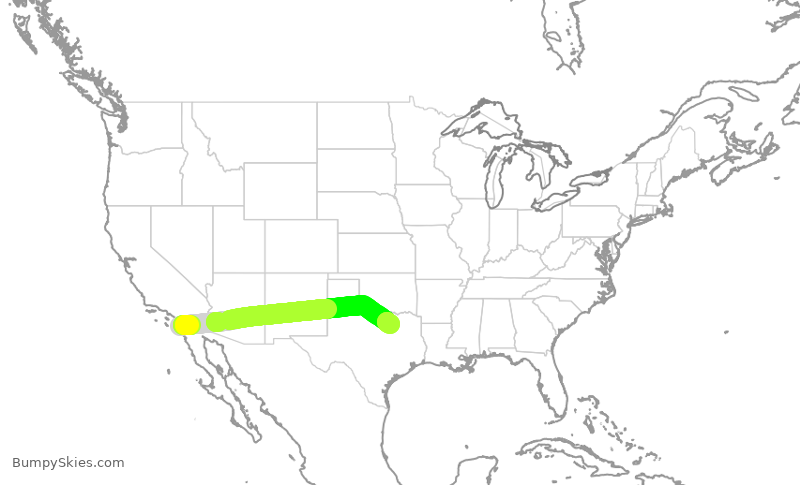 Turbulence forecast map for SWA4751, SAN to DAL
