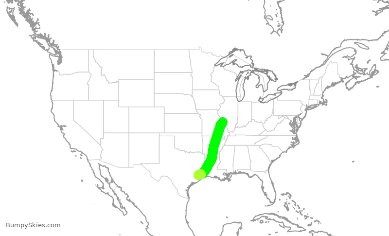 Turbulence forecast map for SWA4752, STL to HOU