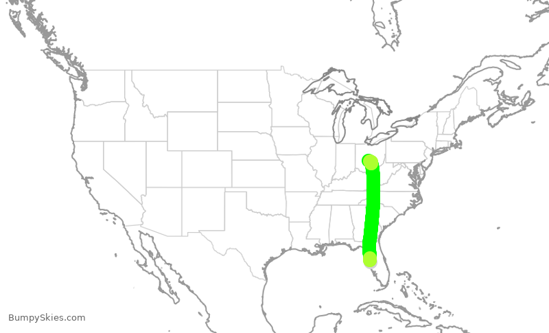 Turbulence forecast map for SWA4754, TPA to CMH