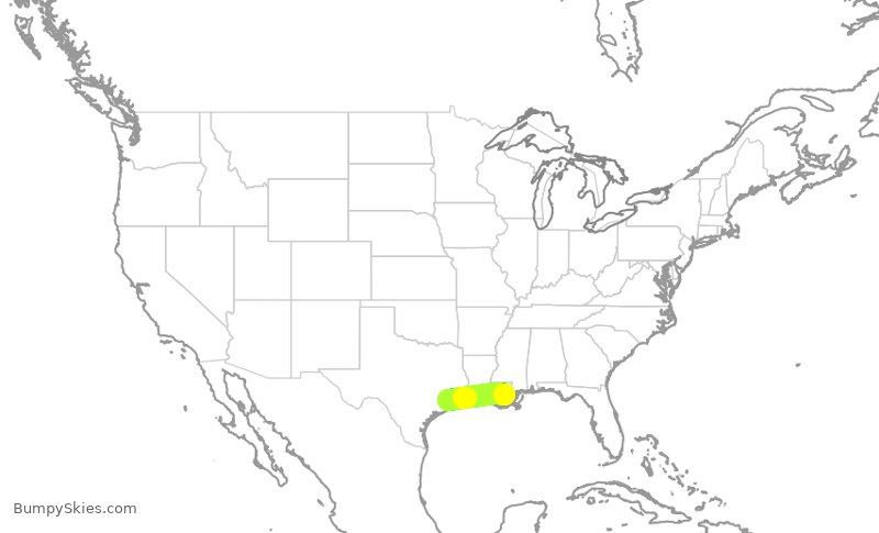 Turbulence forecast map for SWA4756, HOU to MSY