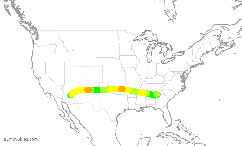 Turbulence forecast map for SWA4758, ATL to PHX