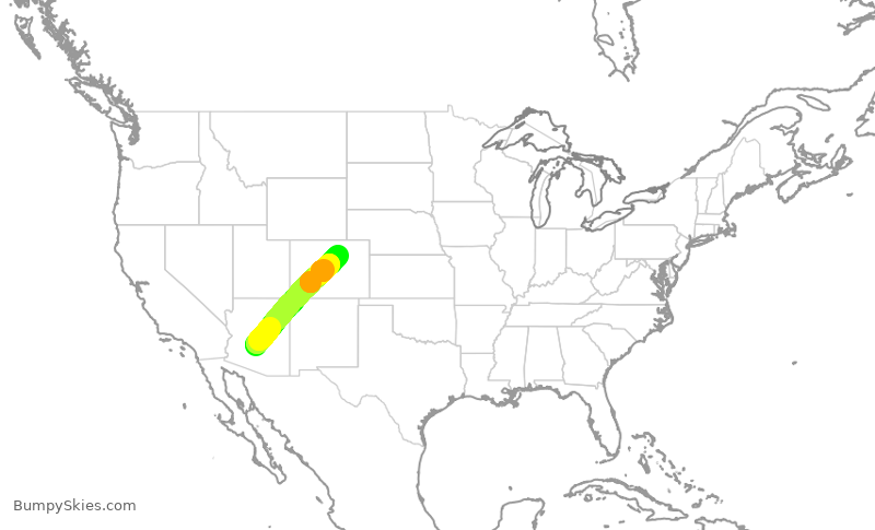 Turbulence forecast map for SWA4758, PHX to DEN