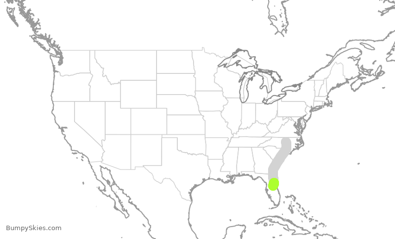 Turbulence forecast map for SWA4764, RDU to MCO