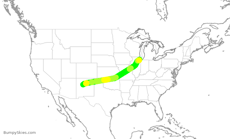 Turbulence forecast map for SWA4776, ABQ to MDW