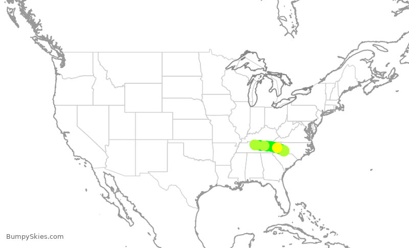 Turbulence forecast map for SWA477, BNA to CLT
