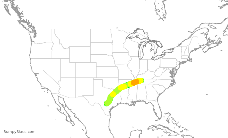 Turbulence forecast map for SWA478, BNA to SAT